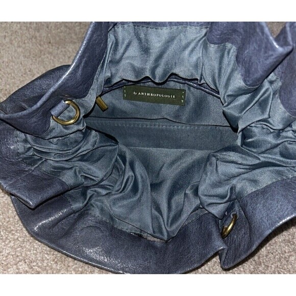 Anthropologie Blue Vegan Faux Ruffle Clutch Going Out Party - Picture 3 of 6